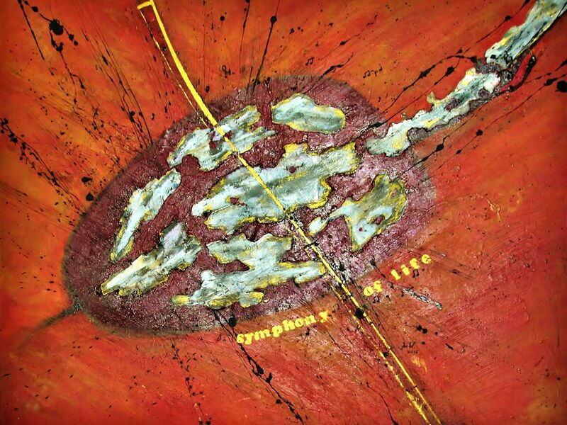 Instrument rot gold 100 x 80 cm